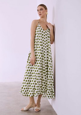 Φόρεμα μάξι πουά με βαμβάκι SQ7633.8201+5