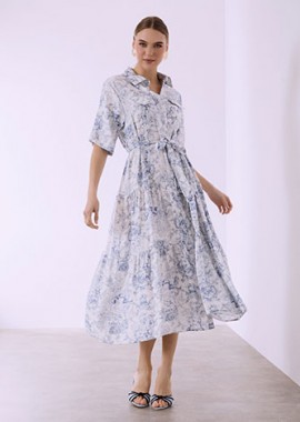 Σεμιζιέ φόρεμα εμπριμέ με ζώνη SQ7633.8210+3