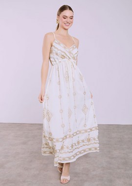 Φόρεμα με μεταλλιζέ κεντήματα SQ7633.8215+2