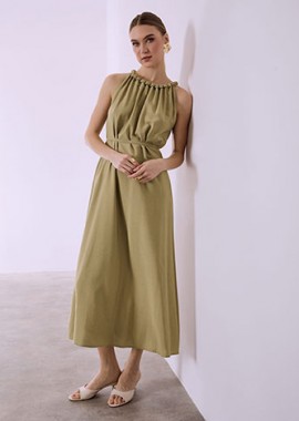 Φόρεμα μάξι με λινό SQ7633.8299+2