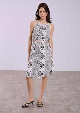 Φόρεμα εμπριμέ με μεταλλιζέ ρίγες SQ7633.8458+1