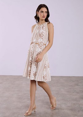 Φόρεμα εμπριμέ με μεταλλιζέ ρίγες SQ7633.8458+3