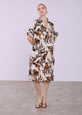 Φόρεμα εμπριμέ με τσέπες μίντι SQ7948.8068+1