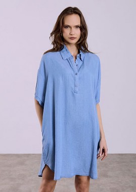 Φόρεμα μίνι ασύμμετρο με denim όψη SQ7948.8262+1