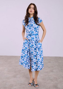 Φόρεμα σεμιζιέ φλοράλ με πιέτες SQ7999.8698+1