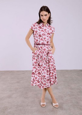 Φόρεμα σεμιζιέ φλοράλ με πιέτες SQ7999.8698+2