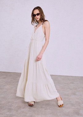 Φόρεμα μάξι με λινό SQ9844.8050+1