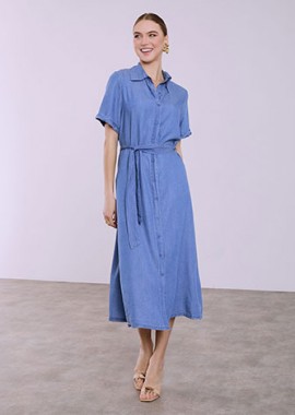 Σεμιζιέ φόρεμα με denim όψη SQ9844.8138+3