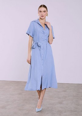 Σεμιζιέ φόρεμα με denim όψη SQ9844.8138+1