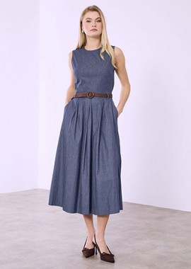 Φόρεμα denim με ζώνη SQ9844.8215+1