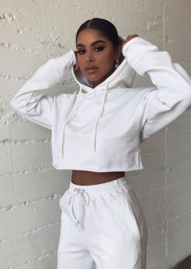 ΦΟΥΤΕΡ CROP ΛΕΥΚΗ - CROP HOODIE