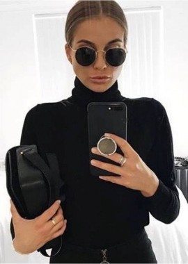 ΜΑΥΡΟ ΖΙΒΑΓΚΟ ΚΟΡΜΑΚΙ- HI NECK