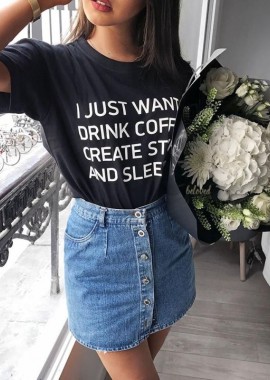 JUST WANT TO BLACK T- SHIRT
