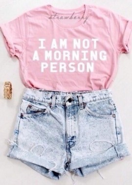 MORNING PERSON PINK T-SHIRT