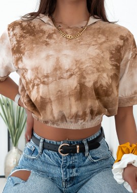 SILVIA WATERCOLOUR CAMEL BLOUSE