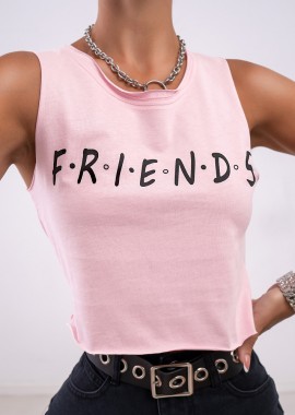 FRIENDS PINK CROP TANK TOP