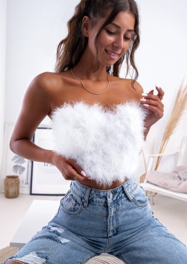 MELLOW WHITE FEATHER BUSTIER