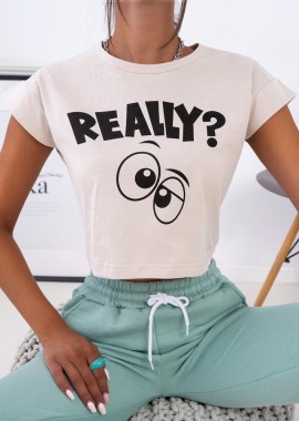 REALLY BEIGE CROP TSHIRT