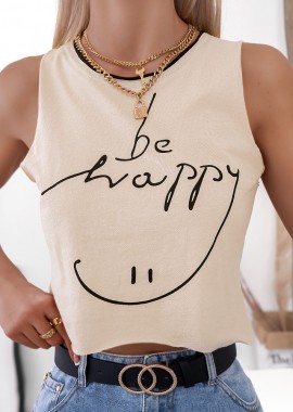 BE HAPPY BEIGE TANK TOP