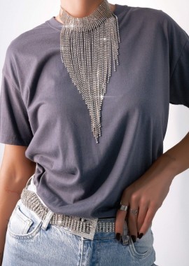 ΓΚΡΙ ΚΟΝΤΟΜΑΝΙΚΟ TSHIRT - FILI