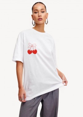 TSHIRT ΛΕΥΚΟ ME ΚΕΡΑΣΙ - BOW CHERRY