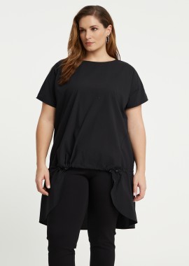 Ασύμμετρη μπλούζα t-shirt βαμβακερή με δέσιμο μπροστά