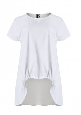 Ασύμμετρη μπλούζα t-shirt βαμβακερή με δέσιμο μπροστά