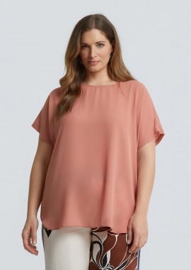 Μπλούζα κρεπ με στρογγυλή λαιμόκοψη