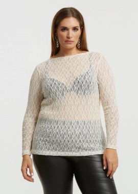 Δαντελένια μπλούζα με μακριά μανίκια