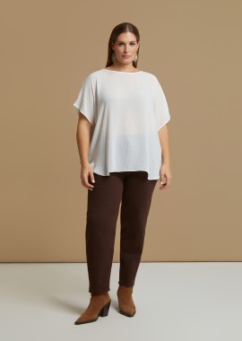 Μπλούζα κρεπ με στρογγυλή λαιμόκοψη