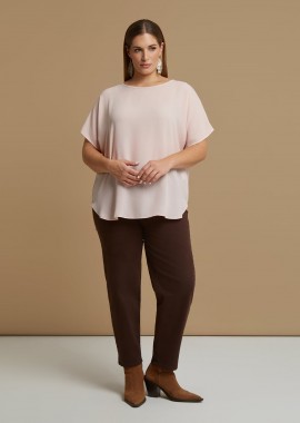 Μπλούζα κρεπ με στρογγυλή λαιμόκοψη