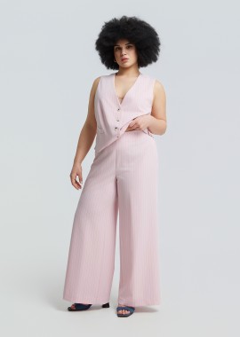 Wide-leg παντελόνα με λεπτή ρίγα