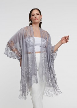 Διάφανο δαντελένιο κιμονό με κρόσσια