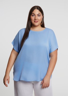 Μπλούζα σατέν με στρογγυλή λαιμόκοψη