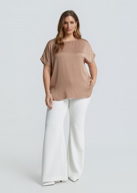 Σατέν μπλούζα με στρογγυλή λαιμόκοψη
