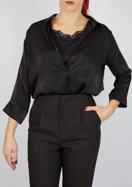 Γυναικεία μπλούζα τύπου πουκάμισο με δαντέλα