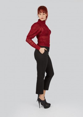 Γυναικεία μπλούζα λεπτής πλέξης μπορντό