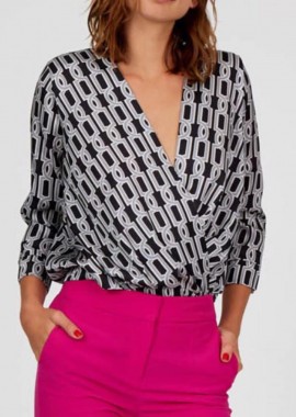 Γυναικείο πουκάμισο κρουαζε με σχέδιο