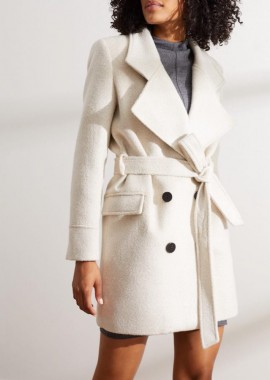 Γυναικείο παλτό με κουμπιά και ζώνη ζαχαρί