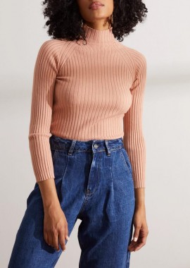 Nayla γυναικεία πλεκτή μπλούζα ριμπ σάπιο μήλο