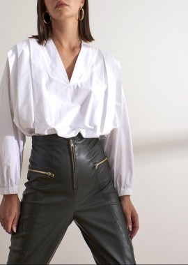 Γυναικεία μπλούζα με πιέτες και λάστιχο στο κάτω μέρος