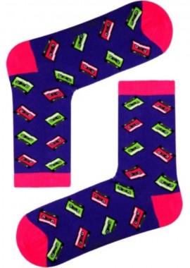 chetic socks - Κάλτσες με σχέδιο κασέτα μοβ unisex