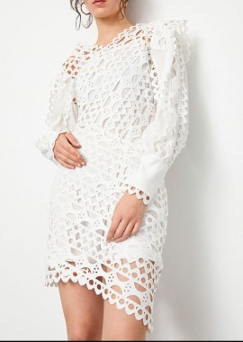 Γυναικείο φόρεμα με δαντέλα λευκό
