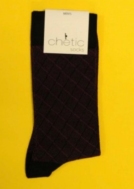 chetic socks - Ανδρικές κάλτσες καρό σε μωβ