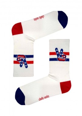 chetic socks - Κάλτσες με σχέδιο peace λευκό unisex