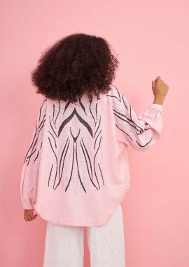 Aerin γυναικείο πουκάμισο με κεντήματα ροζ