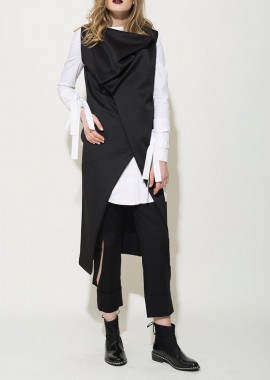 Γυναικείο σακάκι αμάνικο μακρύ μαύρο