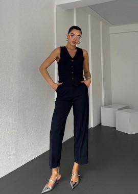 SOU - Katherine γυναικείο κουστούμι με γιλέκο -μαύρο