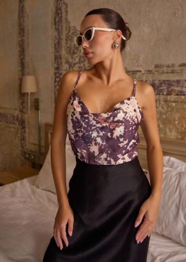 DINA γυναίκεια σατέν μπλούζα με σχεδιο