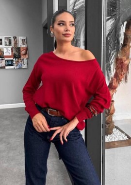 Zoha γυναίκεια πλεκτή μπλούζα κόκκινo